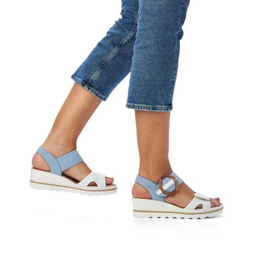 Womens Rieker Platform Wedge Sandals Blue