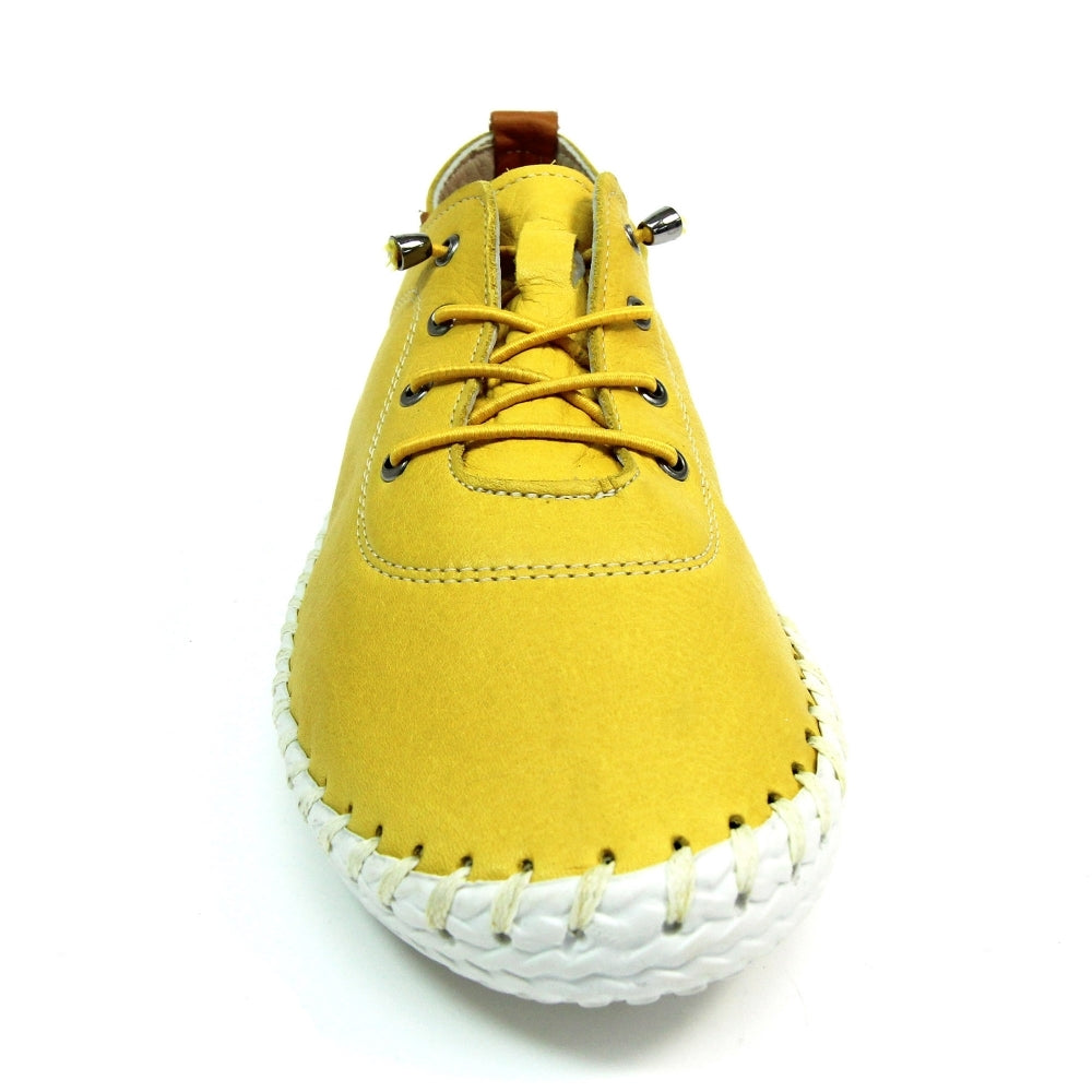 Womens Lunar St Ives Leather Casual Trainer Yellow