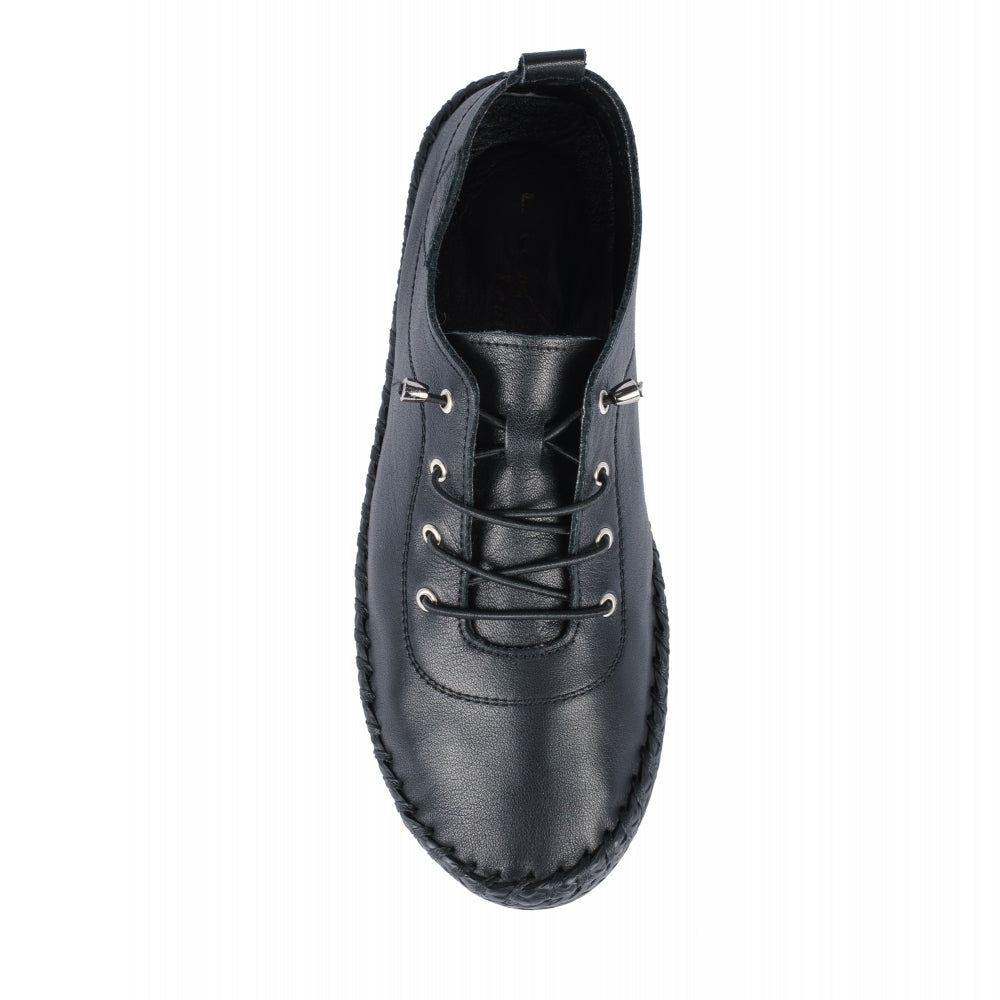 Womens Lunar St Ives Leather Casual Trainer All Black Sole