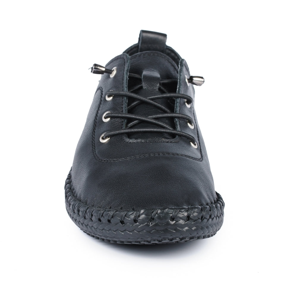 Womens Lunar St Ives Leather Casual Trainer All Black Sole