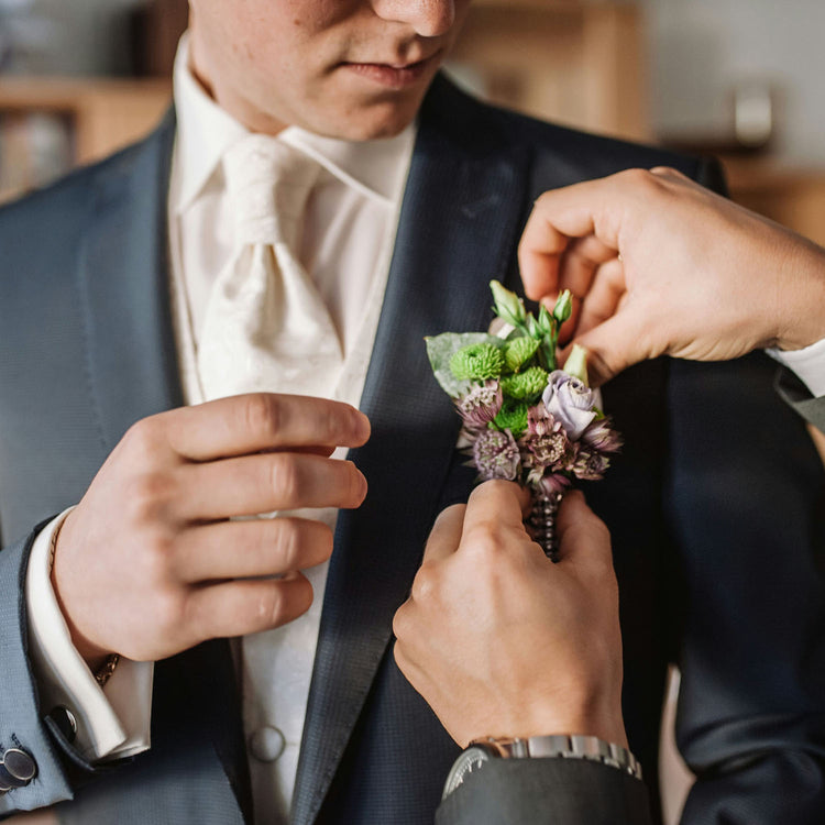 Groom preparing for wedding