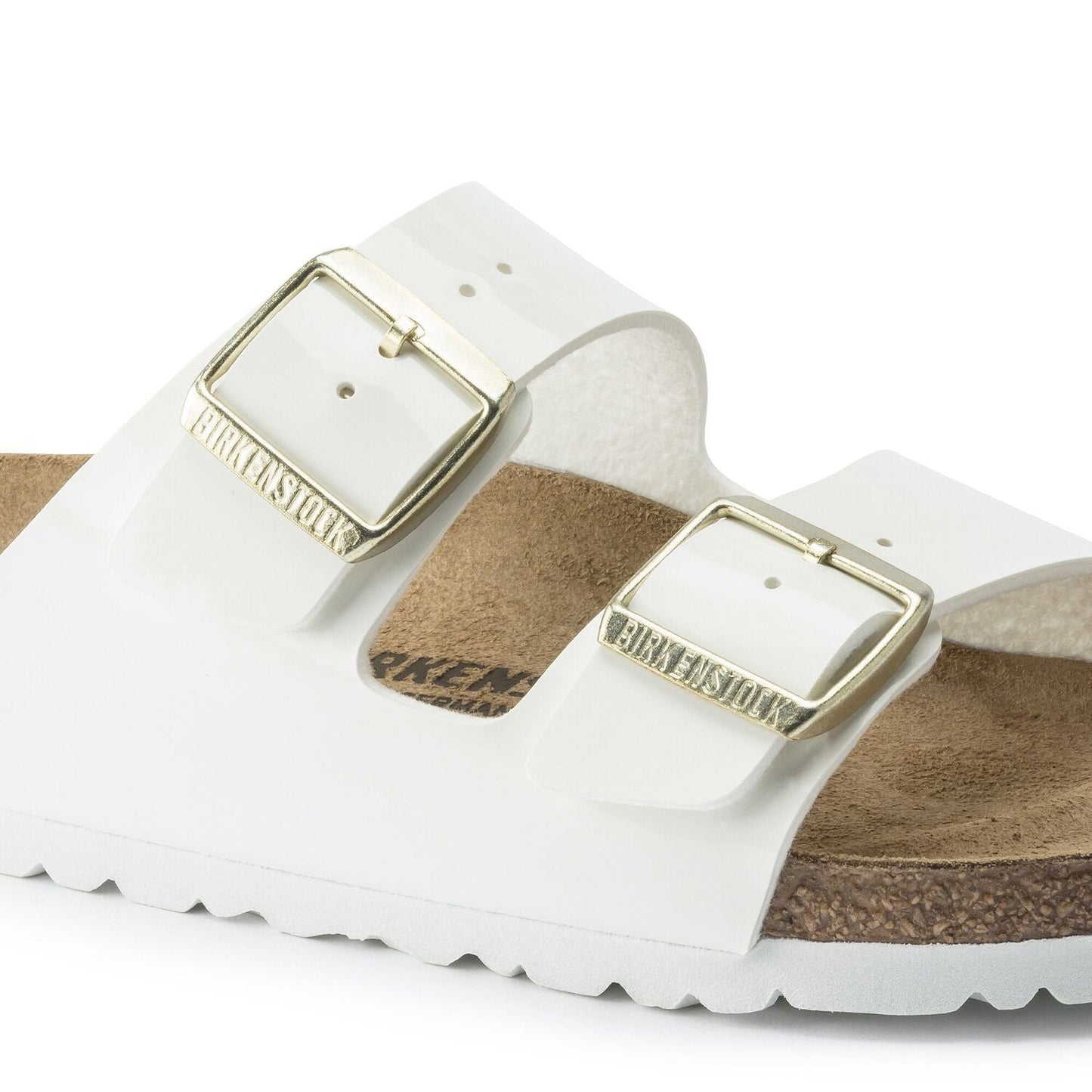 Birkenstock Arizona Two-Strap Patent Sandals White Regular Fit