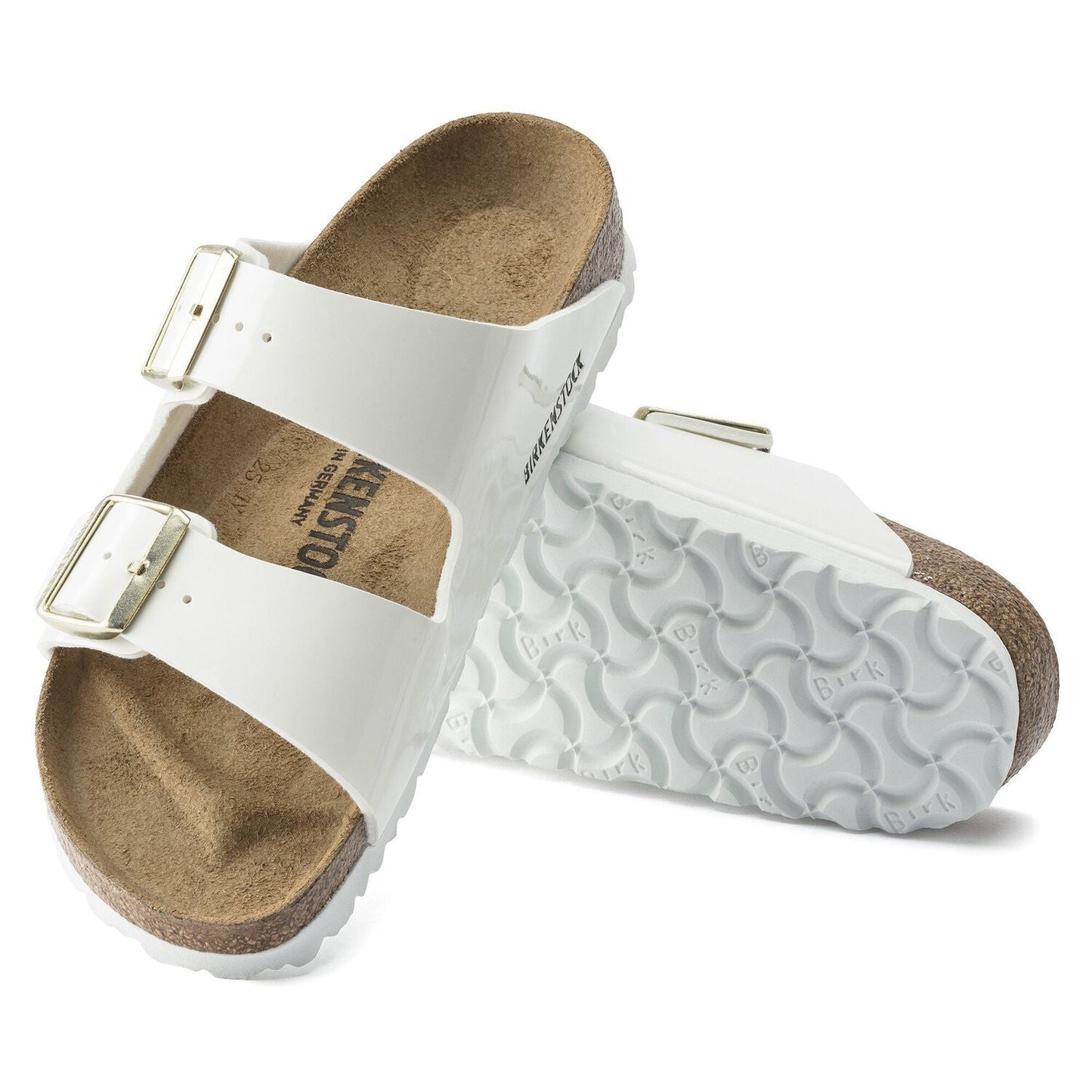 Birkenstock Arizona Two-Strap Patent Sandals White Regular Fit