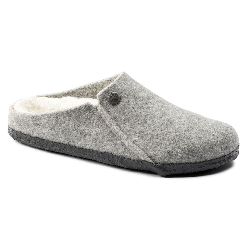 Birkenstock Zermatt Shearling Felt Slippers Light Grey Narrow Fit