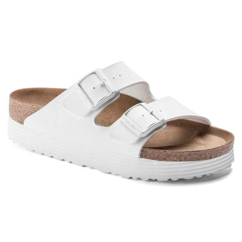 Birkenstock Arizona Platform Papillio Sandals White Narrow Fit Vegan