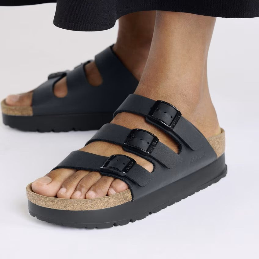 Birkenstock Care Essentials Birko-Flor 3-Strap Sandals Black Narrow Width