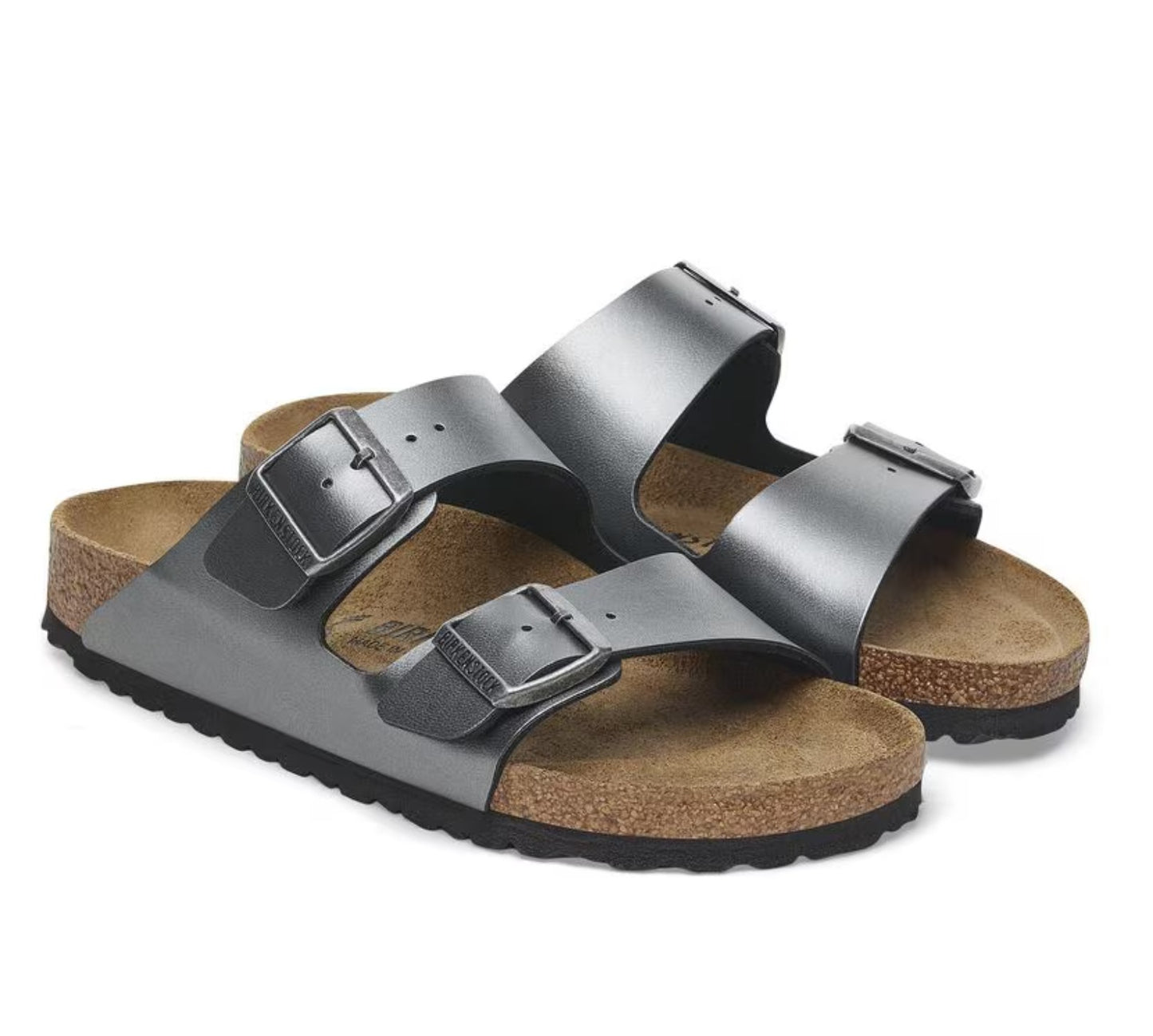 Birkenstock Arizona Two-Strap Birko-Flor Sandals Metallic Black Regular Fit