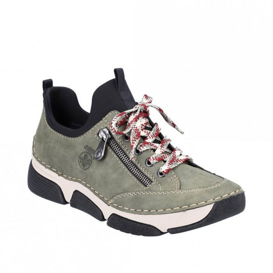 Womens Rieker Casual Lace Up Trainers Green