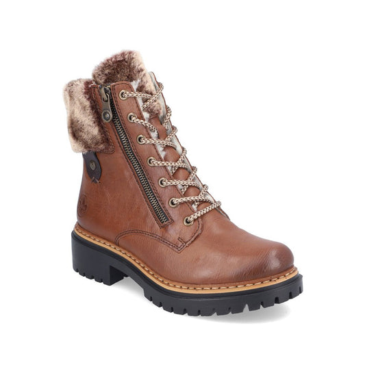 Womens Rieker Fur Lining Zipper Boots Brown