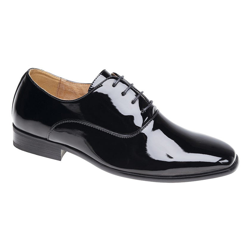 Boys Goor Oxford Tie Leather Quarter Shoe Patent Black