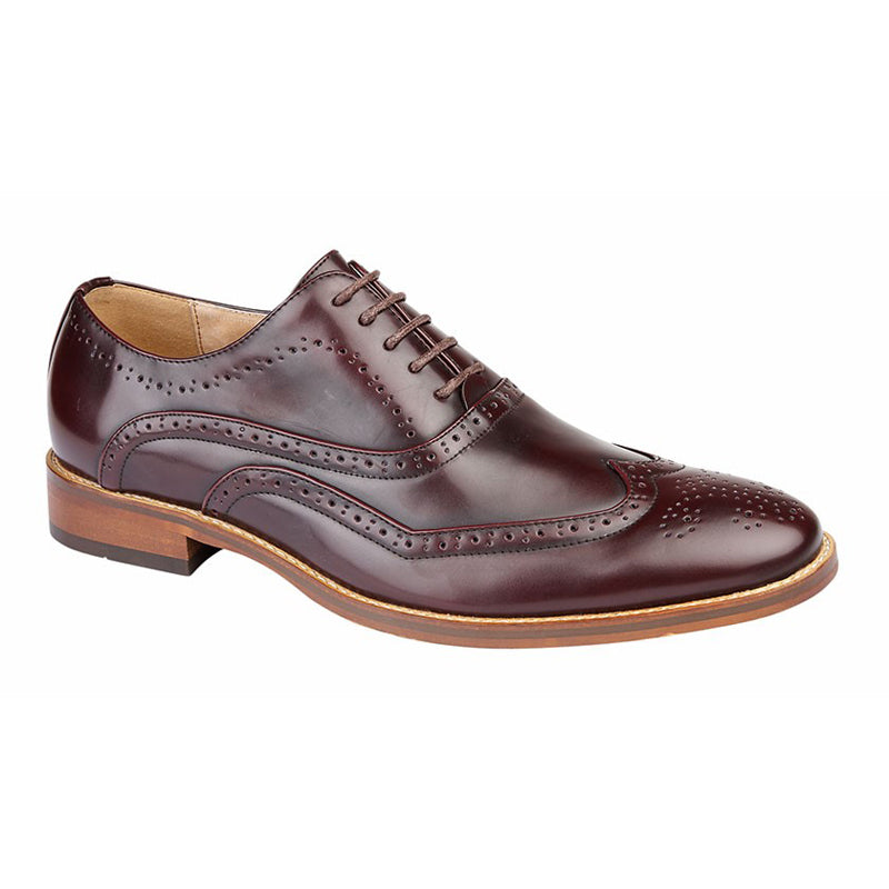 Boys Goor 5 Eye Wing Capped Brogue Shoes Oxblood Red