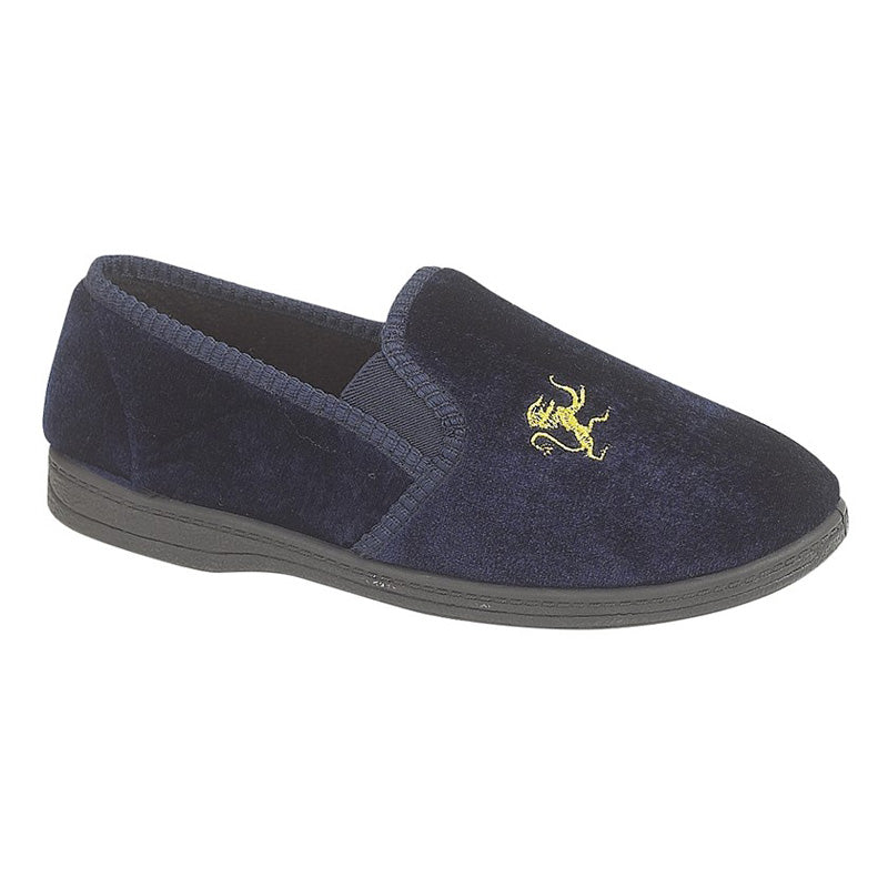 Boys Sleepers KYLE Lion Motif Slippers Navy