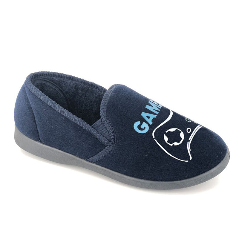 Boys Sleepers Twin Gusset Slippers Navy