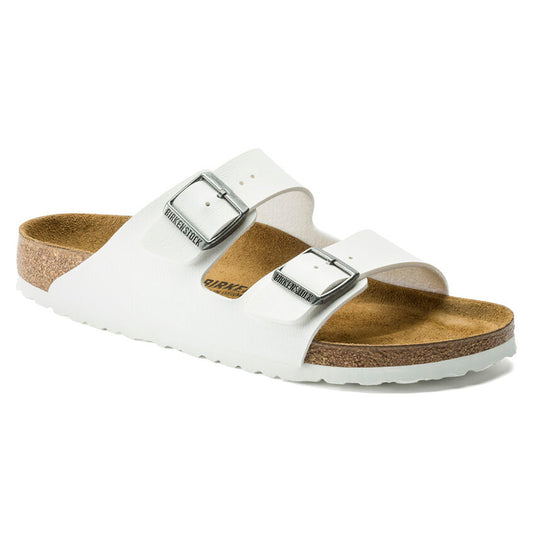 Birkenstock Arizona Two-Strap Birko-Flor Sandals White Narrow Fit