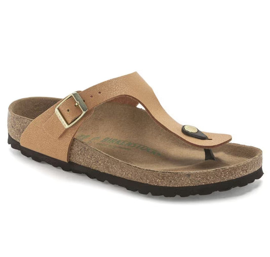 Birkenstock Gizeh Sandals Vegan Birko-Flor Birkibuc Pecan Brown Narrow Fit