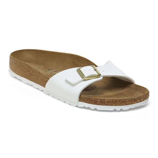 Birkenstock Madrid Birko-Flor Sandals Patent White Narrow Width