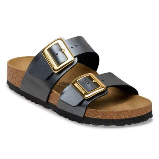 Birkenstock Sydney Cushion Buckle Sandals Metallic Black Regular Fit
