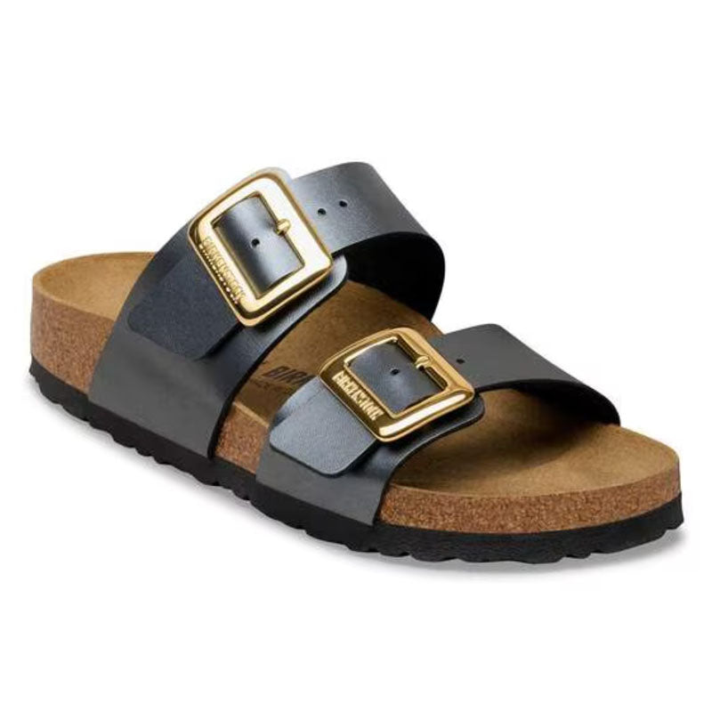 Birkenstock Sydney Cushion Buckle Sandals Metallic Black Regular Fit