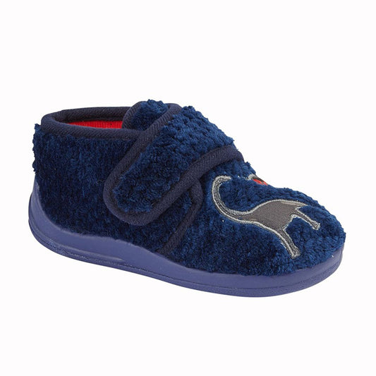 Boys Sleepers Navy Flannel Slippers