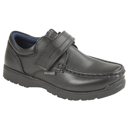 Boys US Brass School Touch Fastening Boat Shoes Black