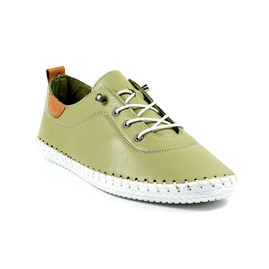 Womens Lunar St Ives Leather Casual Trainer Khaki