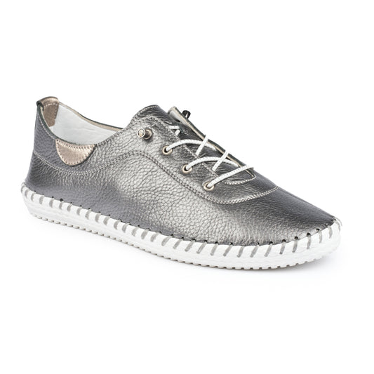 Womens Lunar Leather Plimsoll Pewter