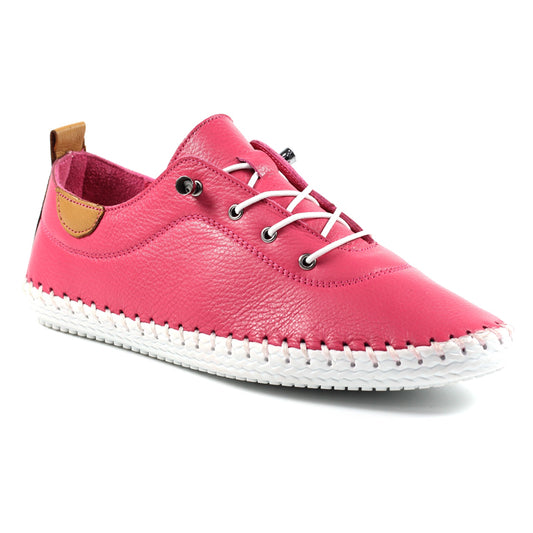 Womens Lunar St-Ives Leather Shoes Raspberry