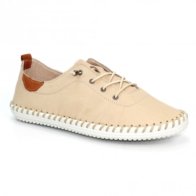 Womens Lunar St Ives Leather Casual Trainer Beige