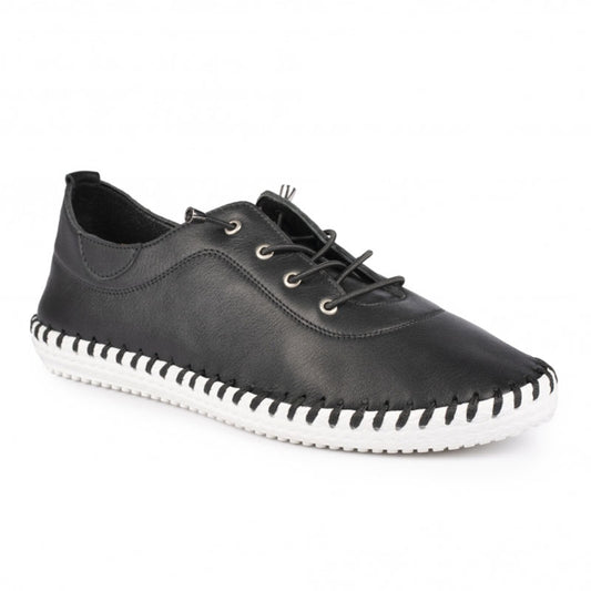 Womens Lunar St Ives Leather Casual Trainer Black