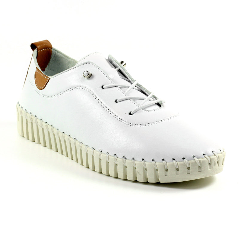 Womens Lunar Flamborough White Leather Shoes White