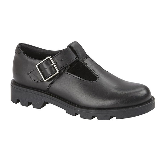 Girls Roamers T-Bar School Shoe Black