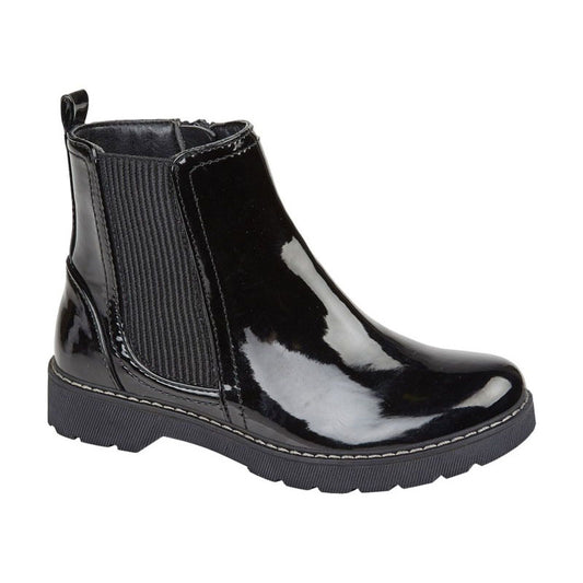 Girls Cipriata School Inside Zip Patent Boots Black