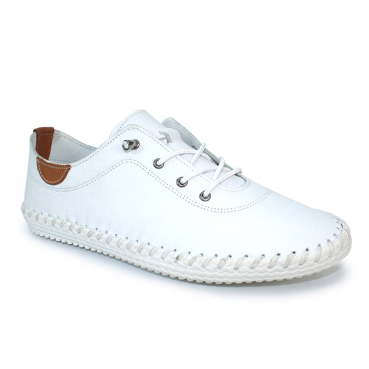 Womens Lunar St Ives Leather Casual Trainer White