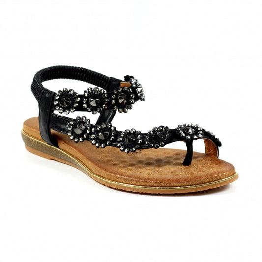 Lunar Charlotte II Soft Footbed Toe Post Womens Sandals Black