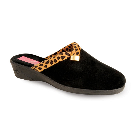 Womens Lunar Michelle Mule Wedge Slippers Black