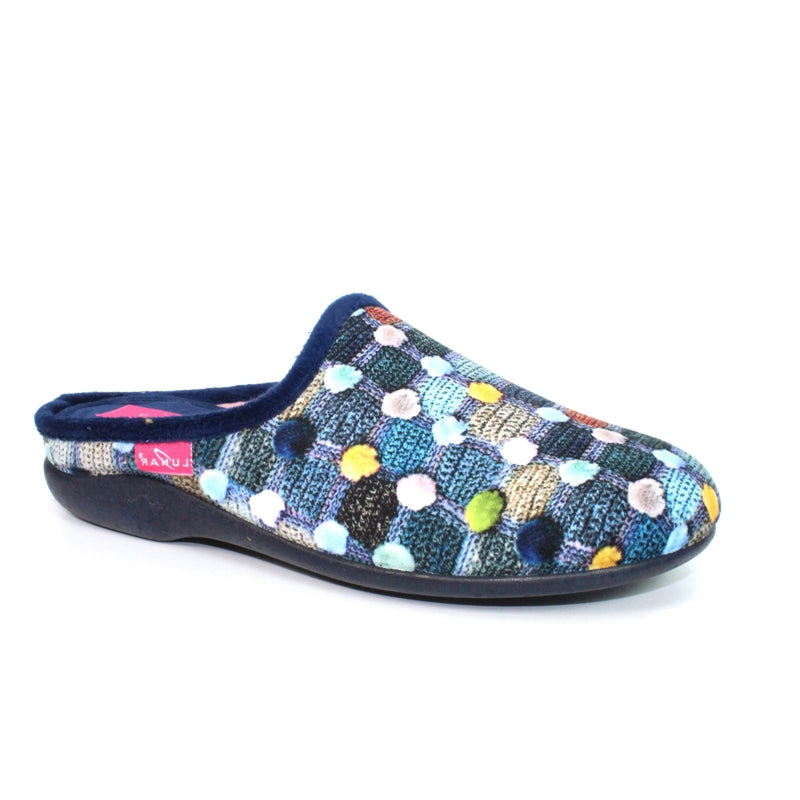 Womens Lunar Crackle Mule Slippers Blue