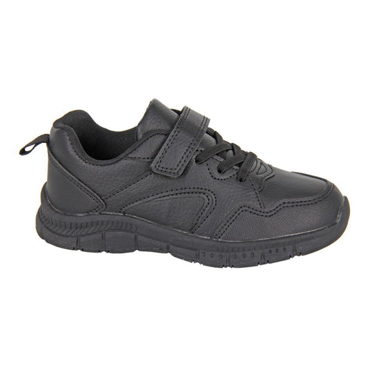 Kids R21 Touch Fastening Elastic Lace Trainers Black