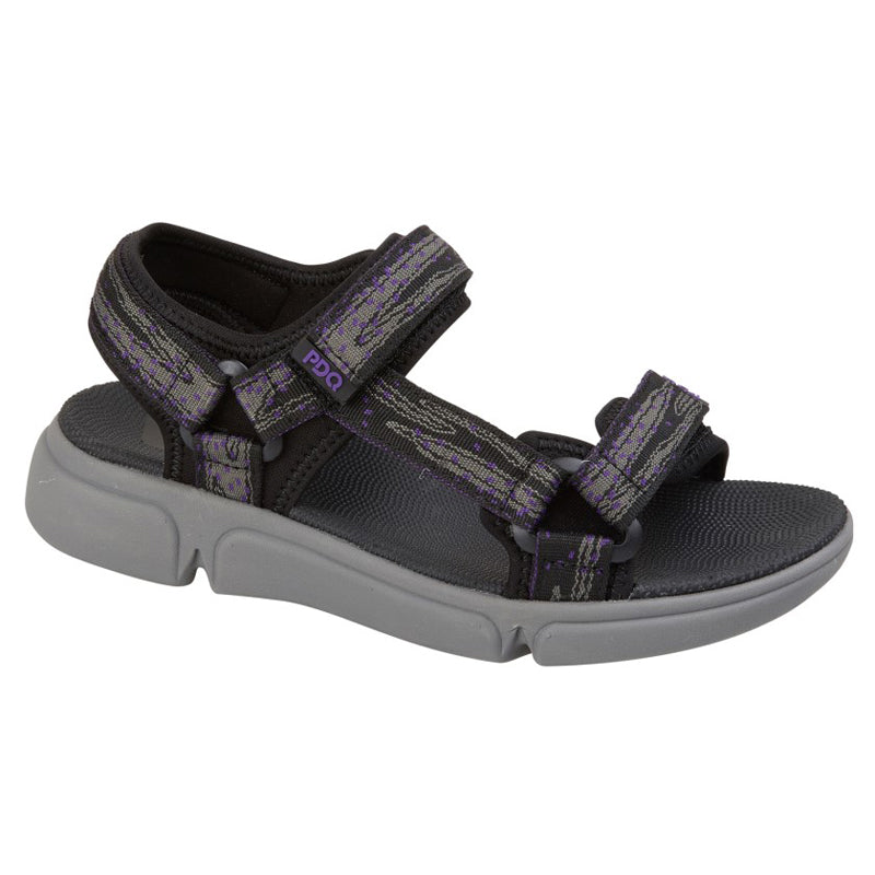 Womens PDQ Active Sport Waliking Platform Velcro Sandals Black