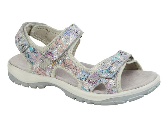 Womens Mod Comfys Leather Walking Active Sandals Floral Grey