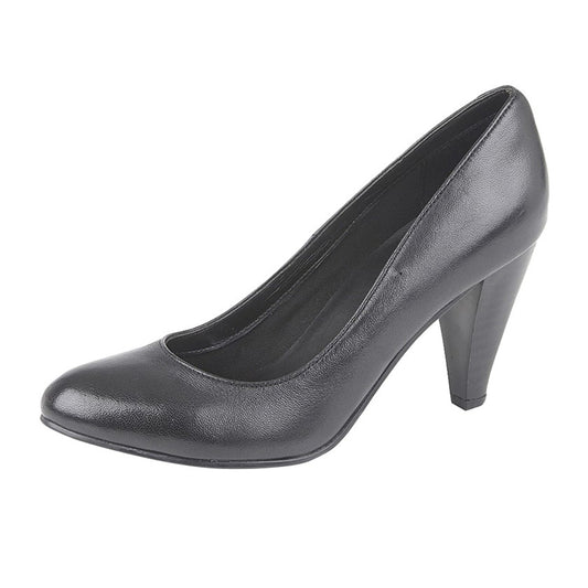 Womens Mod Comfys Ladies Leather Court Shoe Black