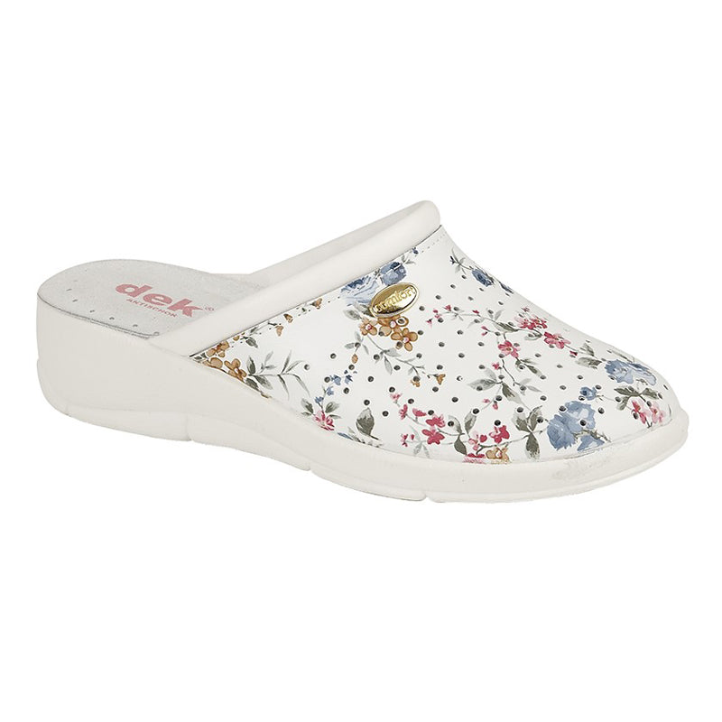 Womens Dek Floral Clog White