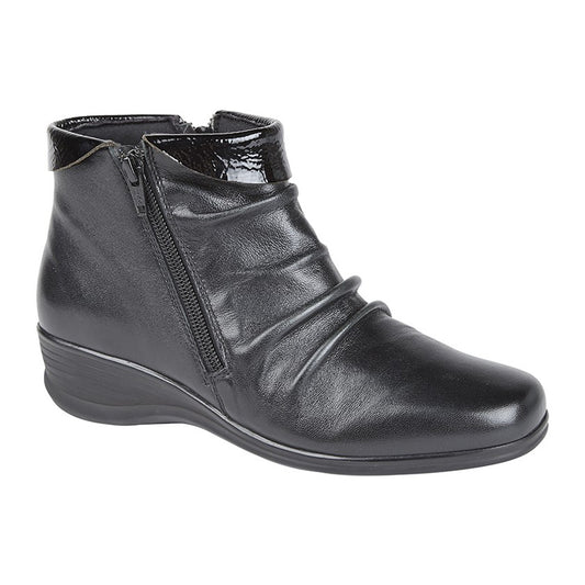 Womens Mod Comfys Black Leather Ankle Boot Black