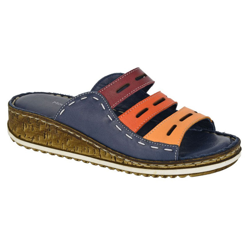 Womens Mod Comfys Leather Sandals Blue/Multi Colour