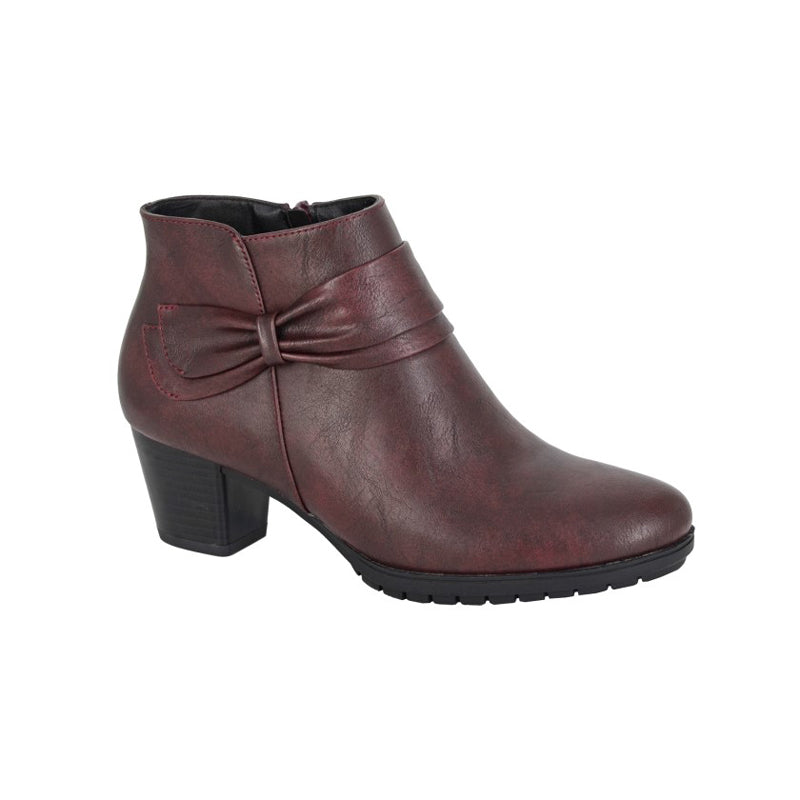 Womens Cipriata Inside Zip Sash Ankle Boots Burgundy