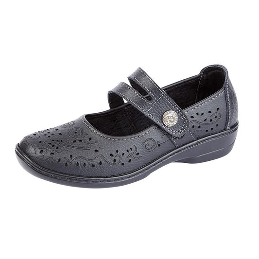 Womens Boulevard Perforated Bar Casual Shoe Black