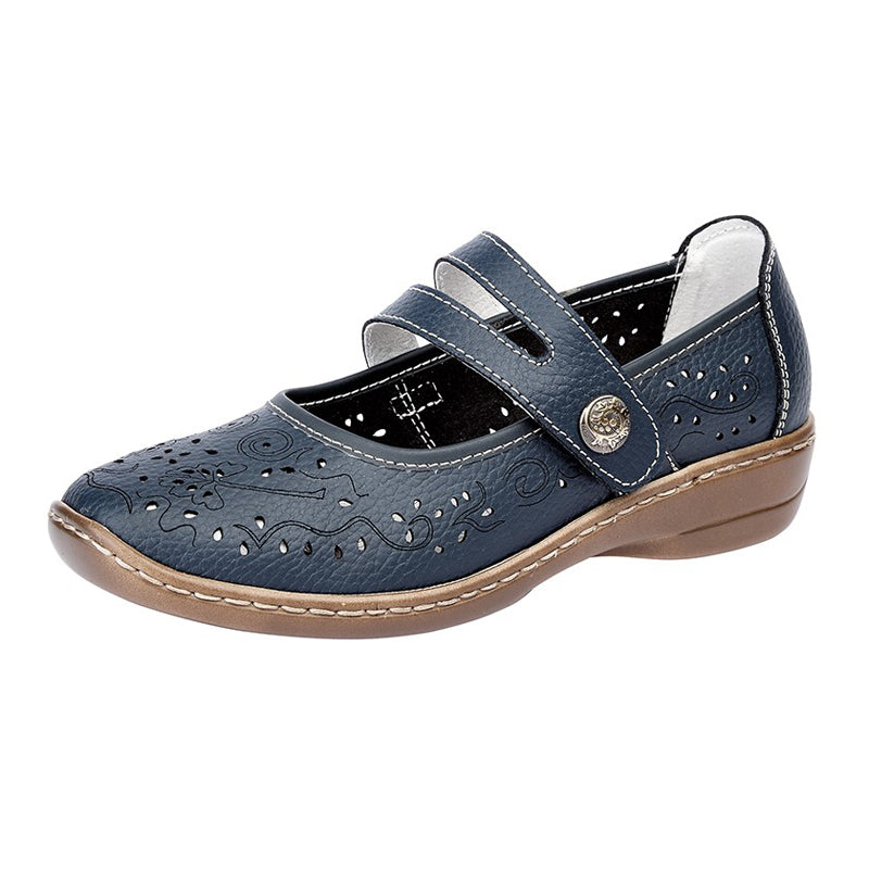 Womens Boulevard Perforated Bar Casual Shoe Navy