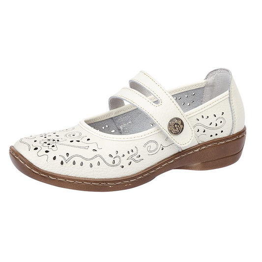 Womens Boulevard Perforated Bar Casual Shoes White