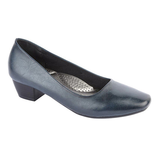 Womens Boulevard Low Heel Plain Court Shoes Navy