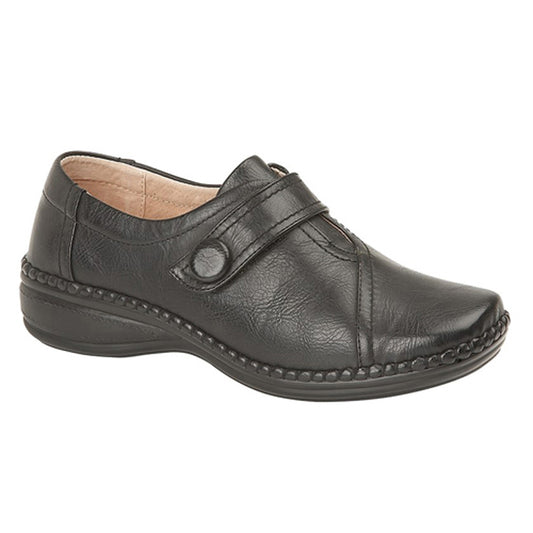 Womens Boulevard Black Touch Fastening Wide Shoes Black