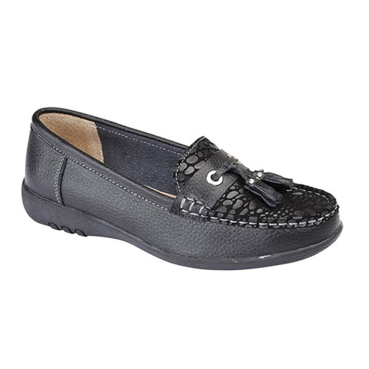 Womens Boulevard Extra Wide Tassle Casual Shoes Black